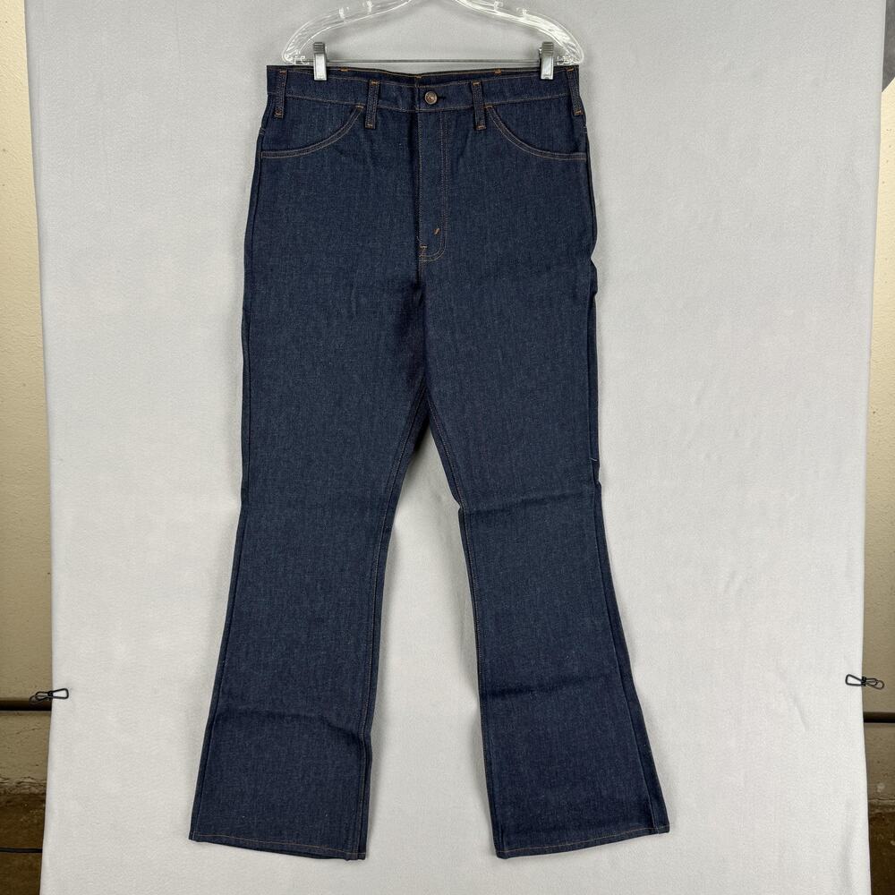 Vintage JCPenney Plain Pockets Jeans Mens 34x32 Dark Wash Flare Leg Denim USA